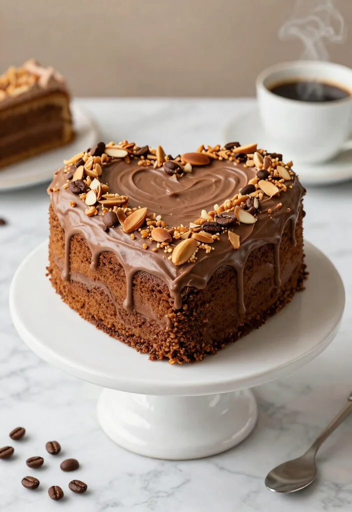 15 Black Heart Shaped Cake Ideas Dramatic Modern Style - 5. Mocha Almond Heart Cake 1