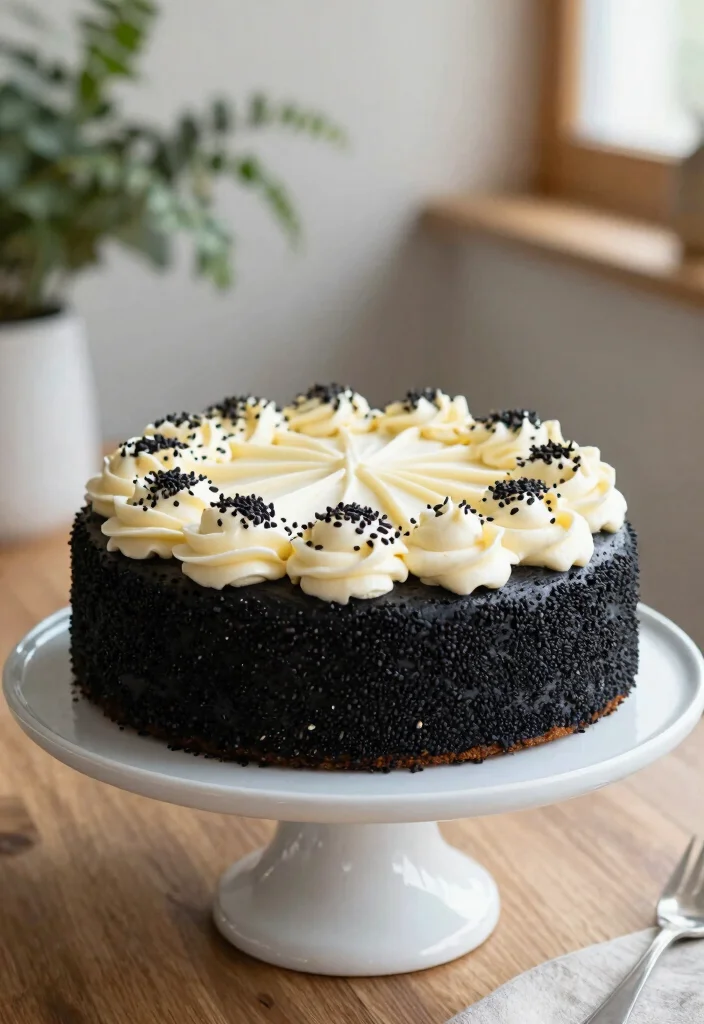 15 Black Heart Shaped Cake Ideas Dramatic Modern Style - 6. Black Sesame Cake 1