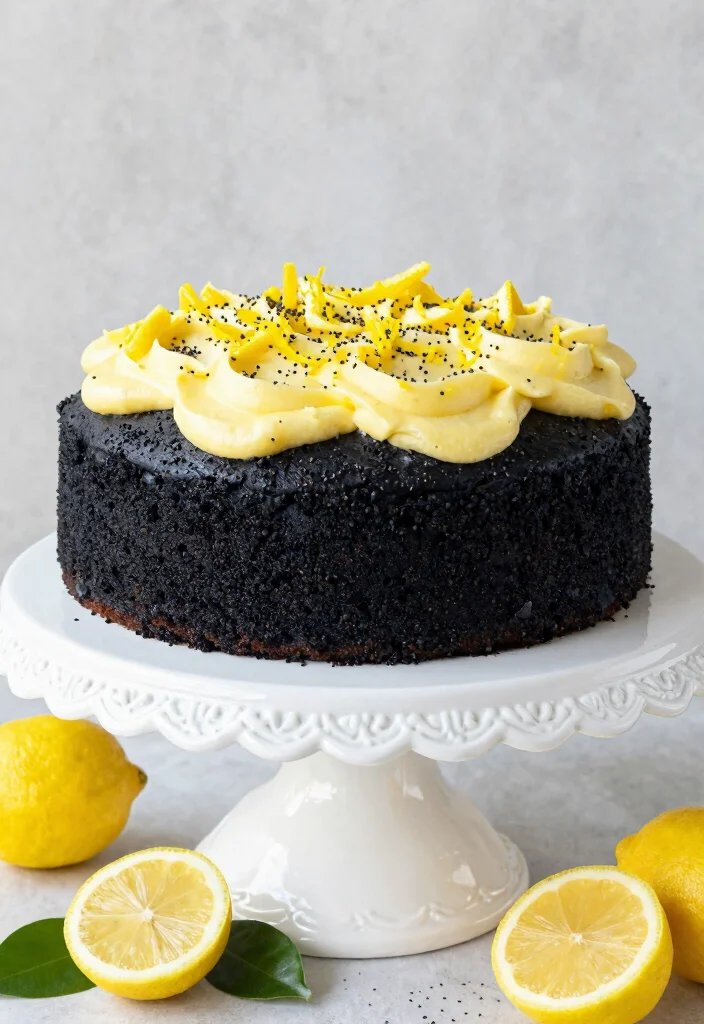 15 Black Heart Shaped Cake Ideas Dramatic Modern Style - 8. Lemon Poppyseed Black Cake 1