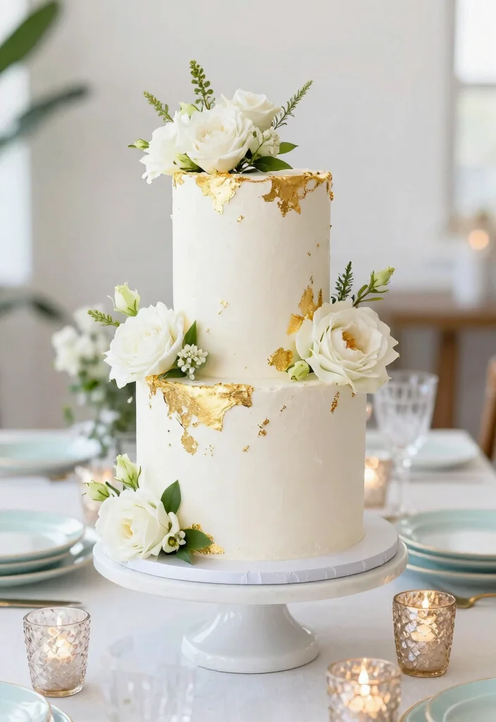 15 Chic Modern Cake Ideas for a Stylish 31st Birthday Celebration - 1. Elegant White Cake with Gold Leaf 1