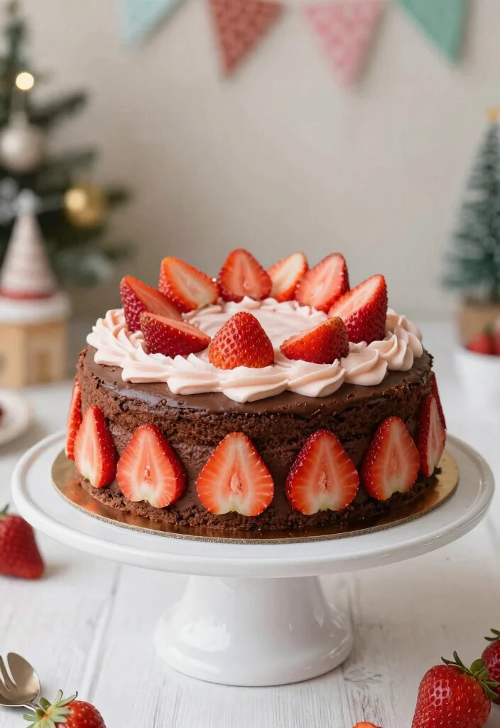 15 Christmas Chocolate Cake Ideas: Festive Cozy Dessert - 12. Vegan Chocolate Strawberry Cake 1