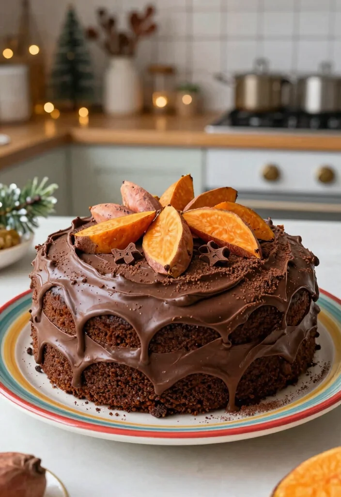 15 Christmas Chocolate Cake Ideas: Festive Cozy Dessert - 9. Vegan Chocolate Sweet Potato Cake 1