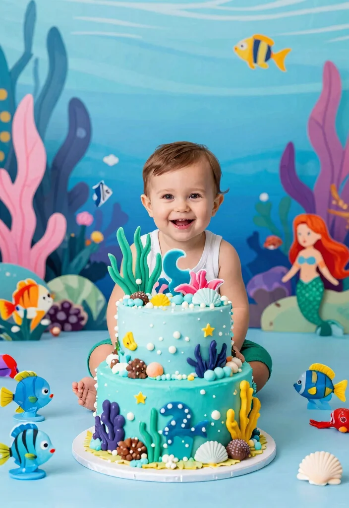 15 Ensaio Smash the Cake Ideas: Adorable Photo Inspiration - 15. Under the Sea Adventure 1