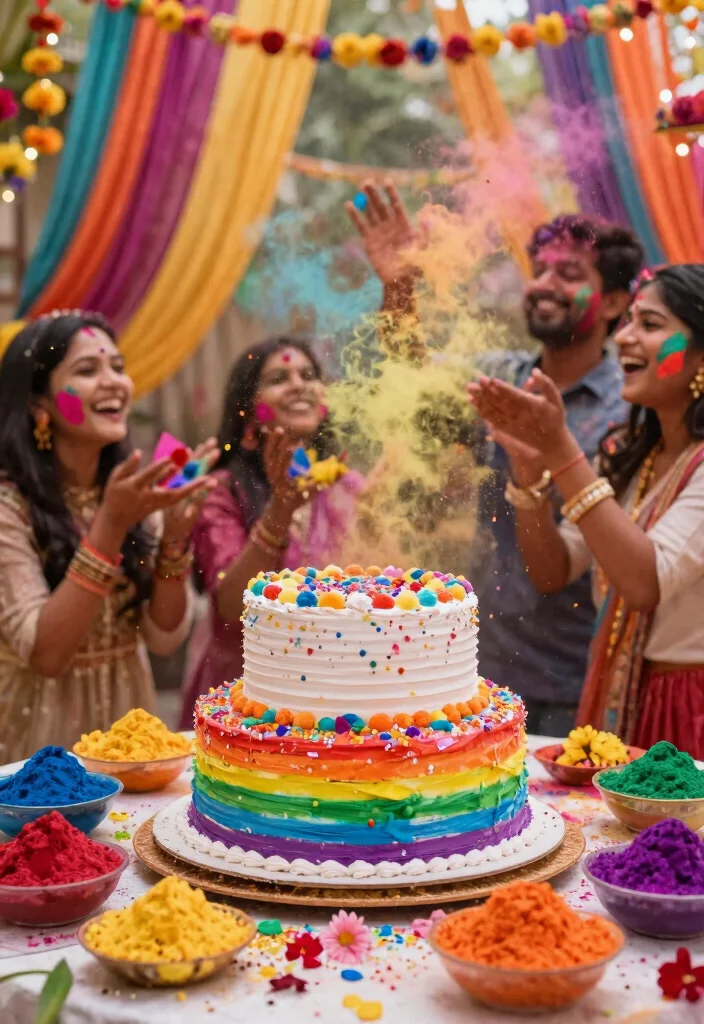 15 Ensaio Smash the Cake Ideas: Adorable Photo Inspiration - 3. Indian Festival of Colors 1