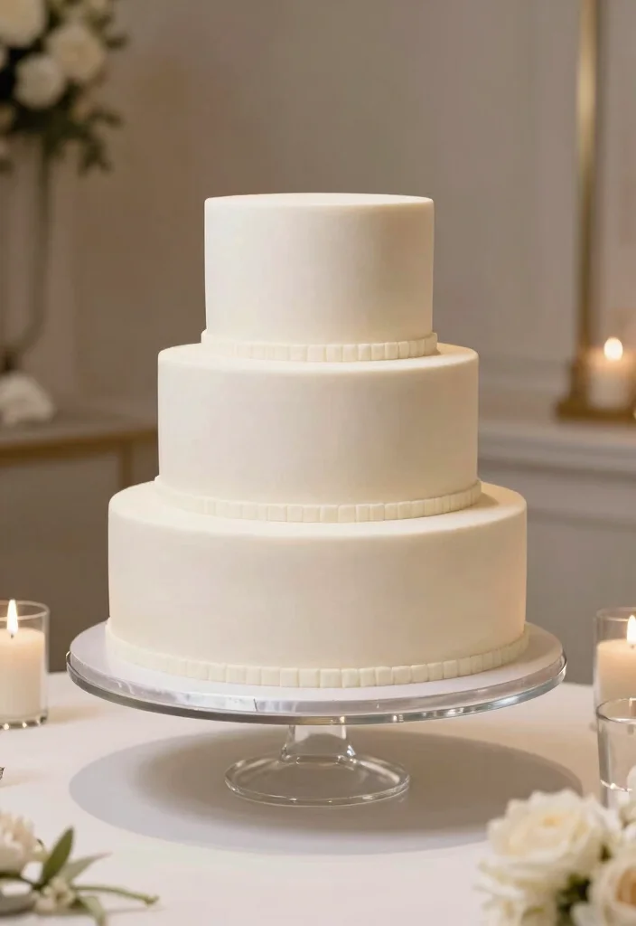 15 Flat Wedding Cake Ideas for a Modern, Unique Display - 12. Floating Tier Cake 1
