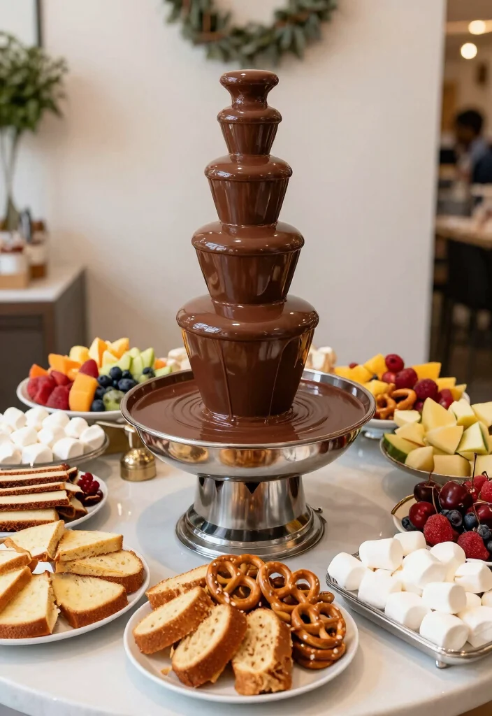 15 Flat Wedding Cake Ideas for a Modern, Unique Display - 15. Chocolate Fountain Cake 1