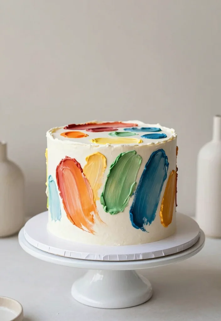 15 Flat Wedding Cake Ideas for a Modern, Unique Display - 6. Artistic Brushstroke Cake 1