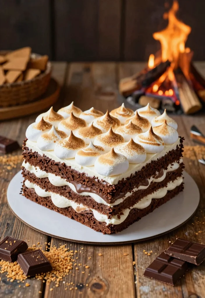 15 Heart Cake With Bows Ideas: Cute Feminine Designs - 12. S'mores Heart Cake with Toasted Meringue 1