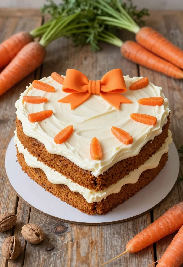 15 Heart Cake With Bows Ideas: Cute Feminine Designs - 15. Carrot Cake Heart Cake with Cream Cheese Frosting 1