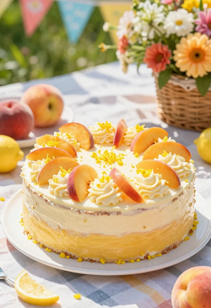 15 Peach Smash Cake Ideas: Soft Sweet Palette - 11. Peach Lemon Smash Cake 1