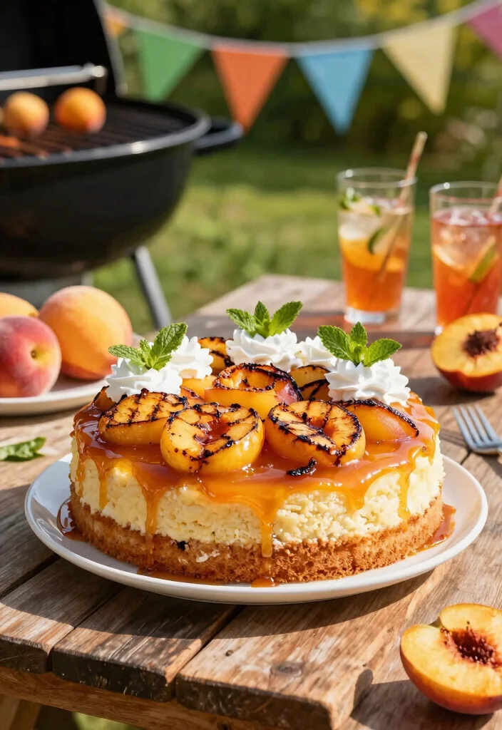 15 Peach Smash Cake Ideas: Soft Sweet Palette - 13. Grilled Peach Smash Cake 1