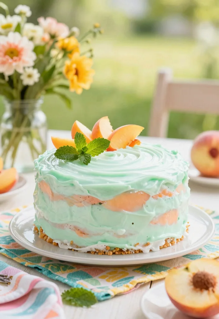 15 Peach Smash Cake Ideas: Soft Sweet Palette - 15. Peach Mint Smash Cake 1