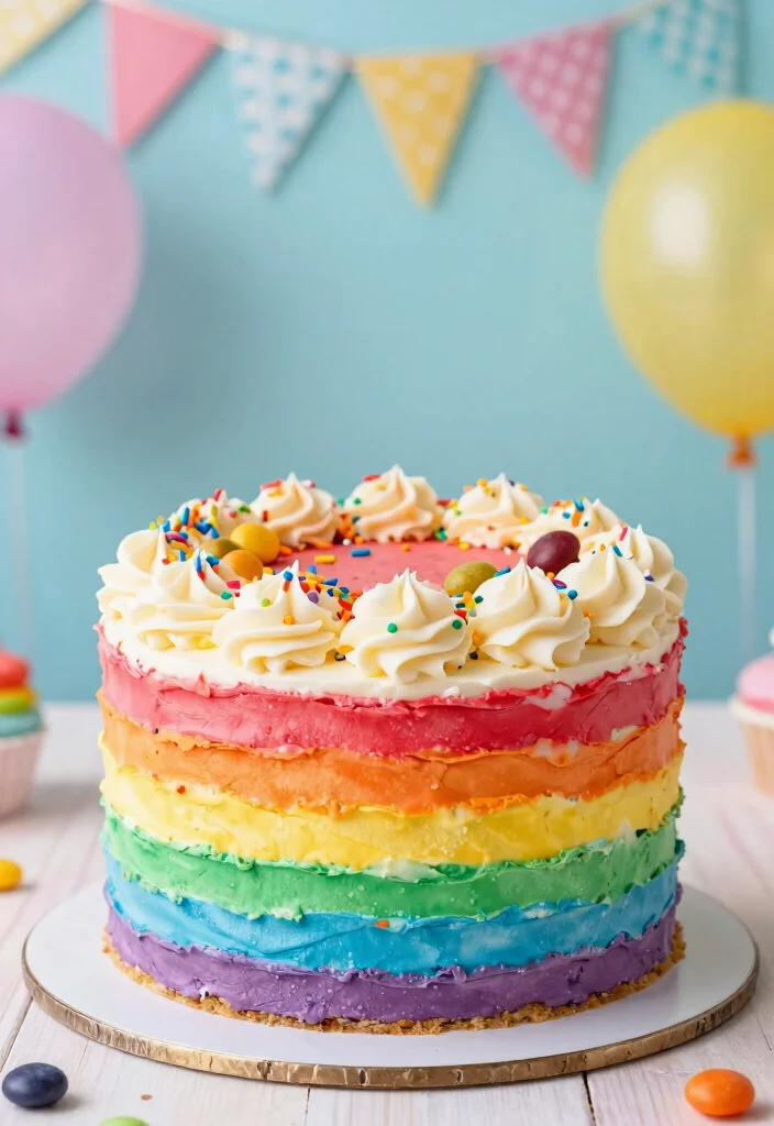 15 Princess Smash Cake Ideas for a Fairytale Sweet Theme - 13. Colorful Rainbow Cake 1