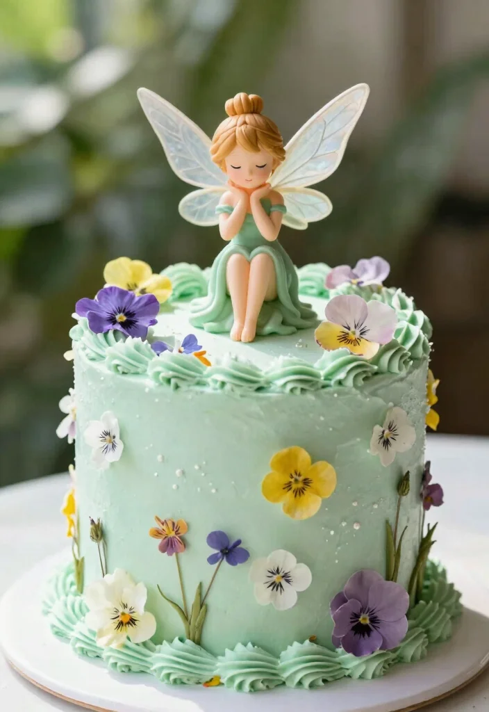 15 Princess Smash Cake Ideas for a Fairytale Sweet Theme - 15. Sweet Fairy Garden Cake 1
