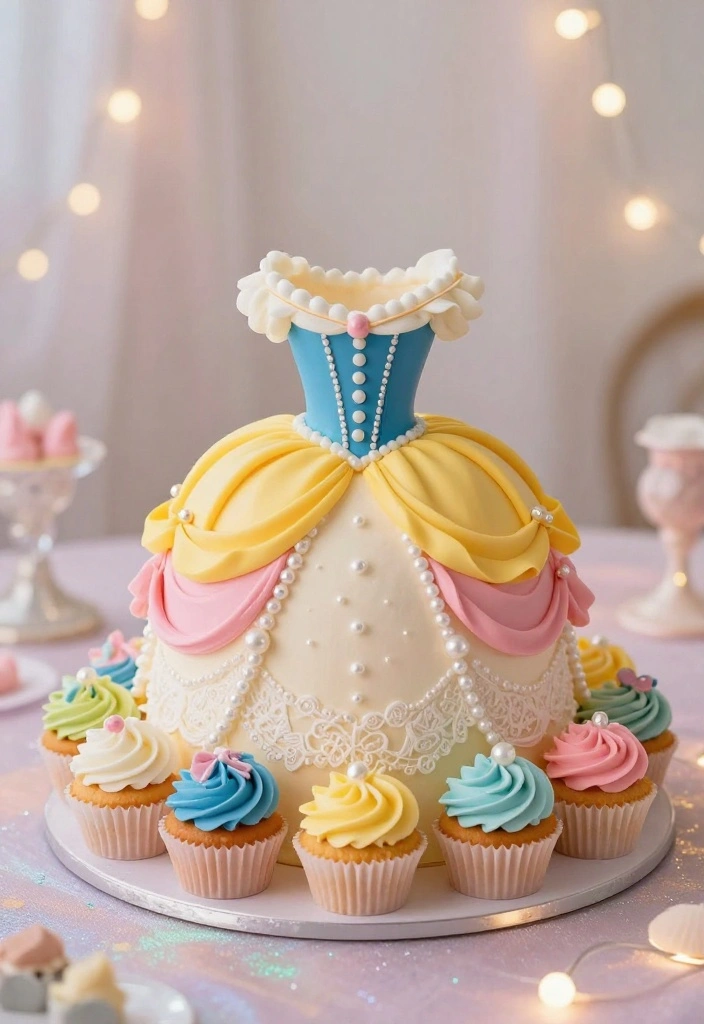 15 Princess Smash Cake Ideas for a Fairytale Sweet Theme - 7. Fairytale Princess Dress Cake 1