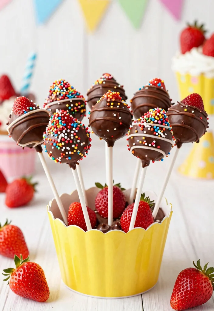 15 Strawberry Cake Decoration Ideas: Fresh Fruity Designs - 15. Strawberry Cake Pops 1