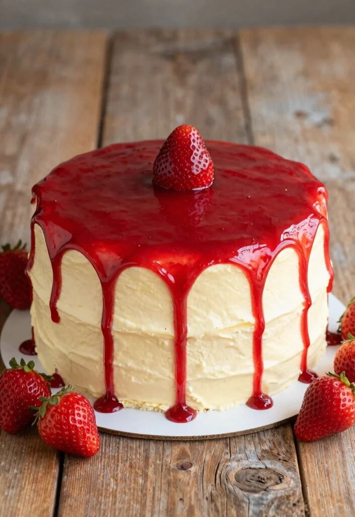 15 Strawberry Cake Decoration Ideas: Fresh Fruity Designs - 2. Strawberry Glaze Drizzle 1