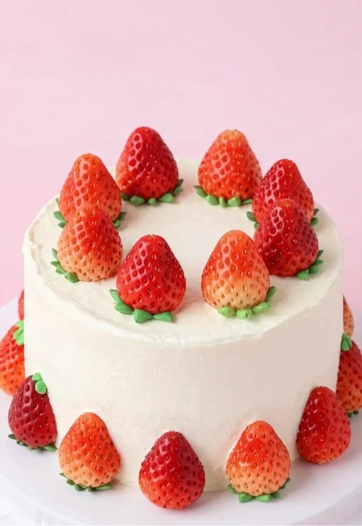 15 Strawberry Cake Decoration Ideas: Fresh Fruity Designs - 4. Fondant Strawberry Accents 1