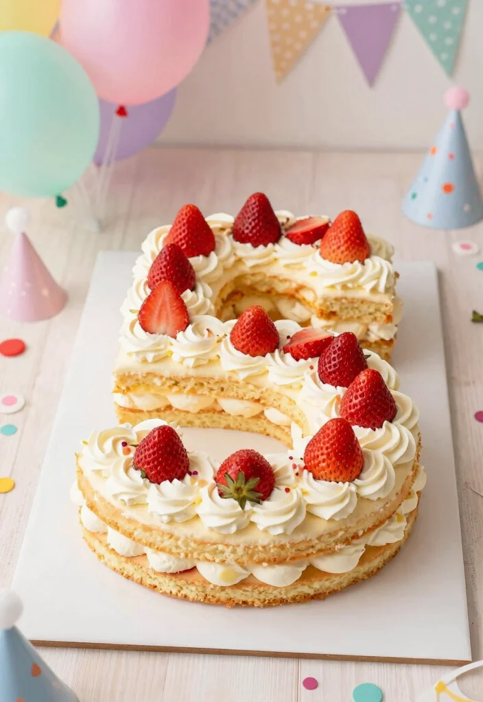 15 Strawberry Number Cake Ideas Trendy Birthday Style - 1. Classic Strawberry Number Cake 1