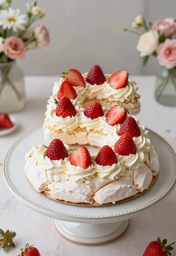 15 Strawberry Number Cake Ideas Trendy Birthday Style - 11. Strawberry Pavlova Number Cake 1