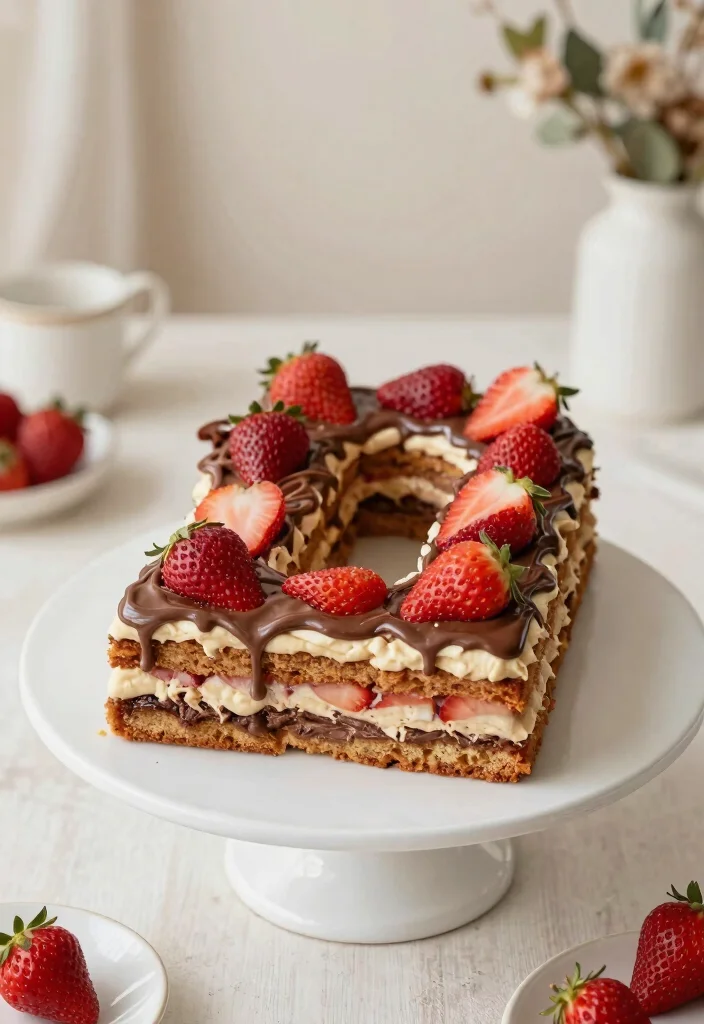 15 Strawberry Number Cake Ideas Trendy Birthday Style - 15. Strawberry Nutella Number Cake 1