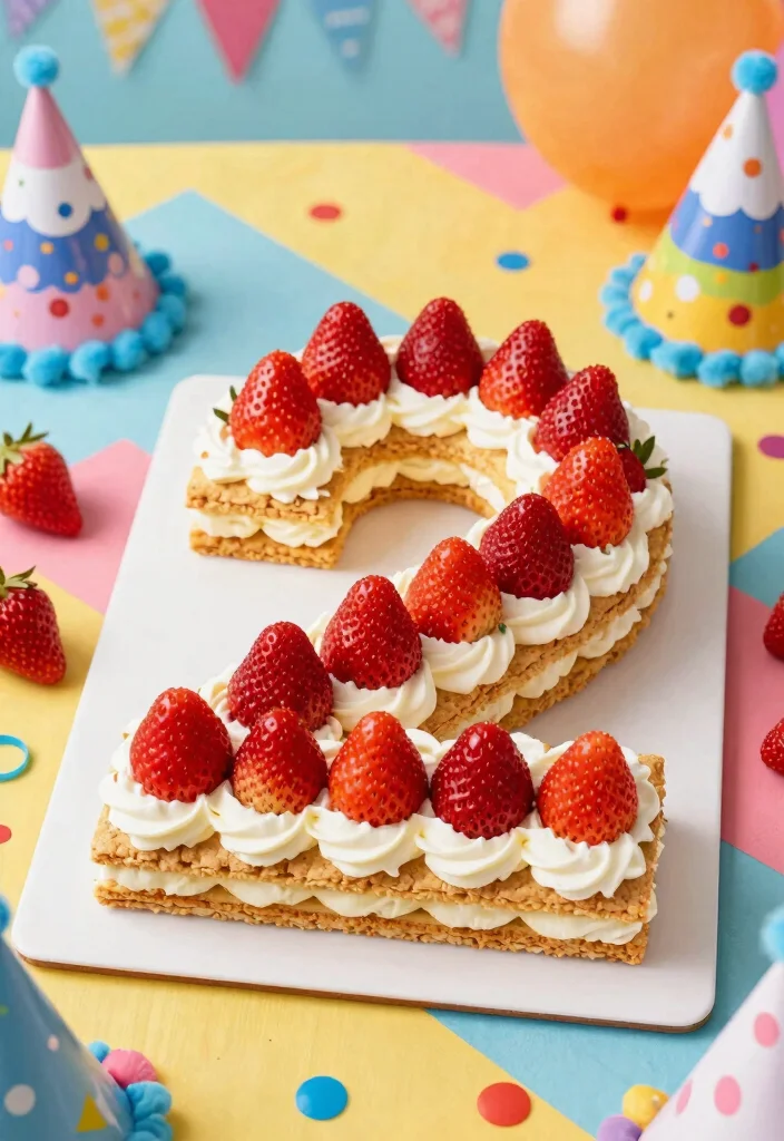 15 Strawberry Number Cake Ideas Trendy Birthday Style - 9. No-Bake Strawberry Number Cake 1