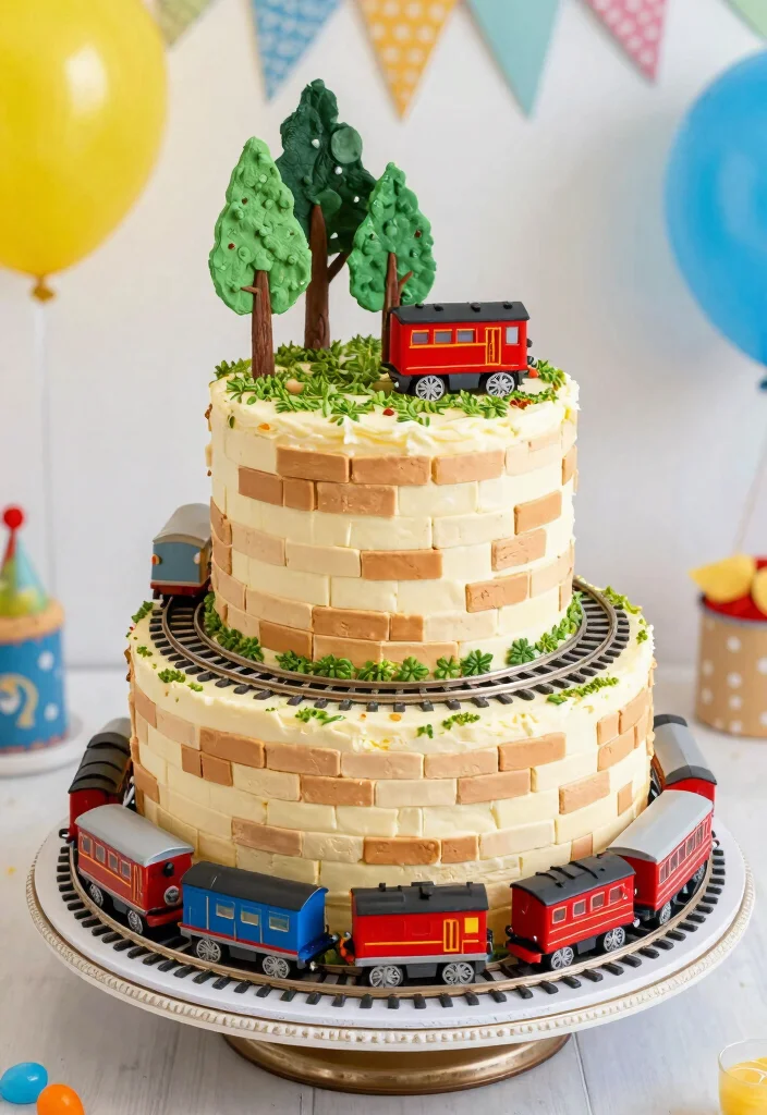 15 Train Birthday Cake Ideas Fun Classic Kids Theme - 10. Train Station Cake 1