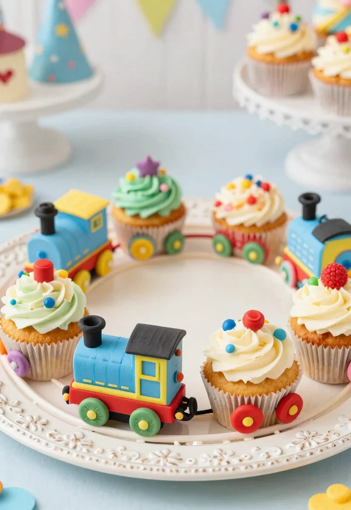 15 Train Birthday Cake Ideas Fun Classic Kids Theme - 12. Train Engine Cupcakes 1