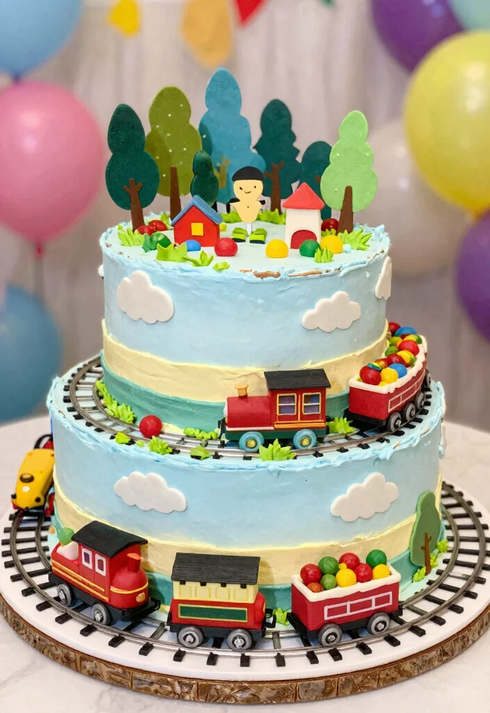 15 Train Birthday Cake Ideas Fun Classic Kids Theme - 15. Train Adventure Cake 1