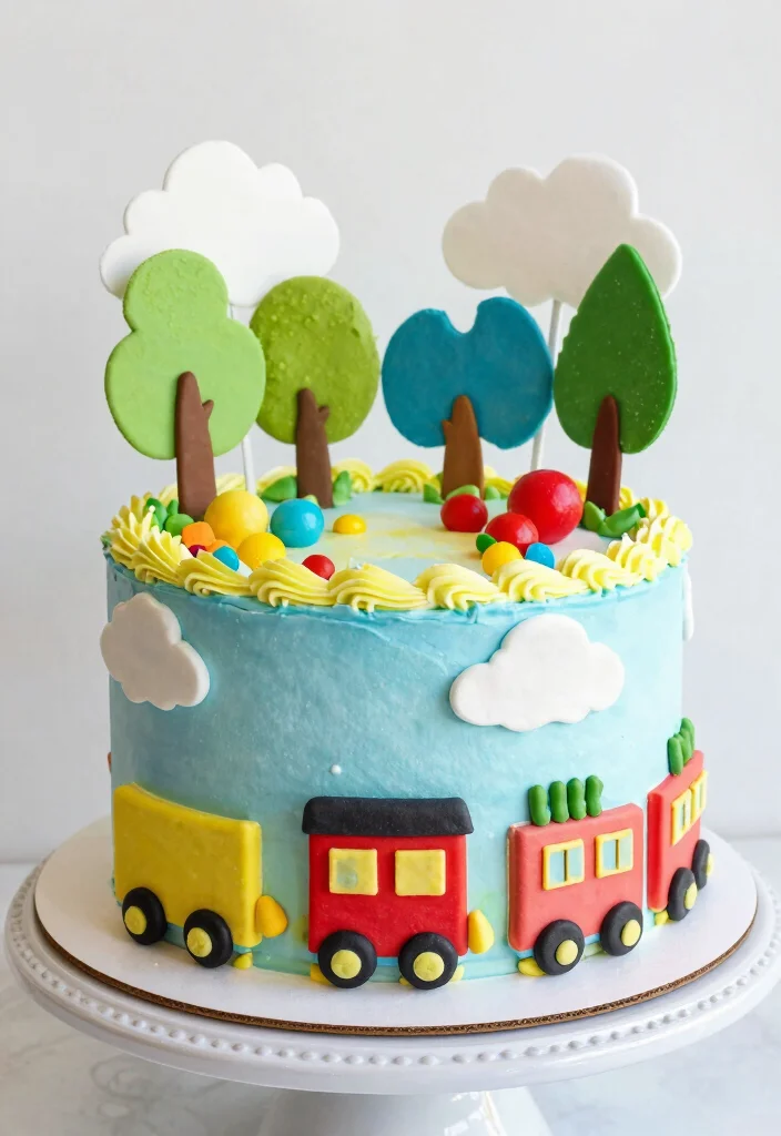 15 Train Birthday Cake Ideas Fun Classic Kids Theme - 6. Whimsical Train Cake 1