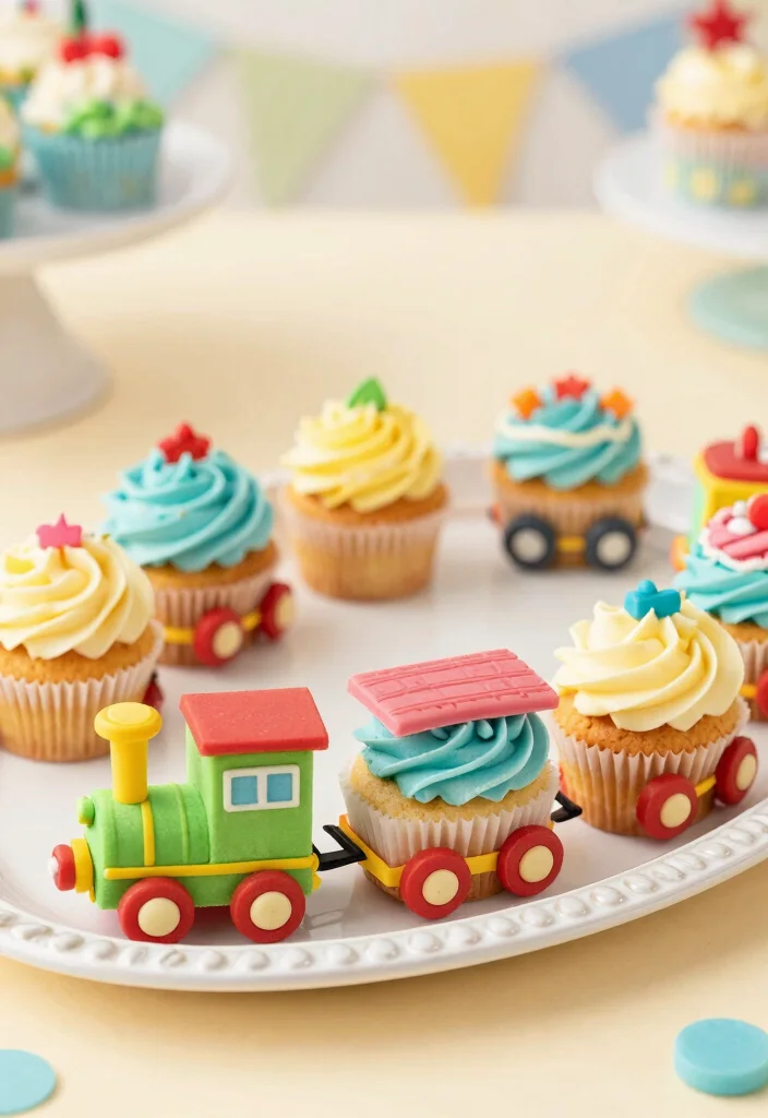 15 Train Birthday Cake Ideas Fun Classic Kids Theme - 7. Mini Cupcake Trains 1