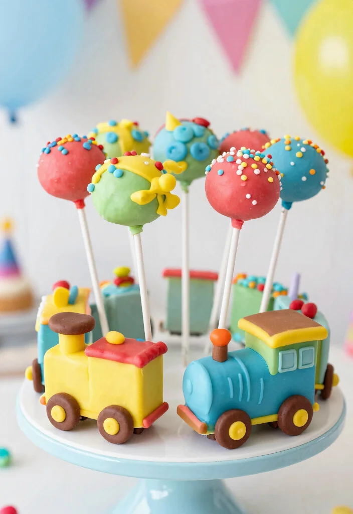 15 Train Birthday Cake Ideas Fun Classic Kids Theme - 9. Train Cake Pops 1