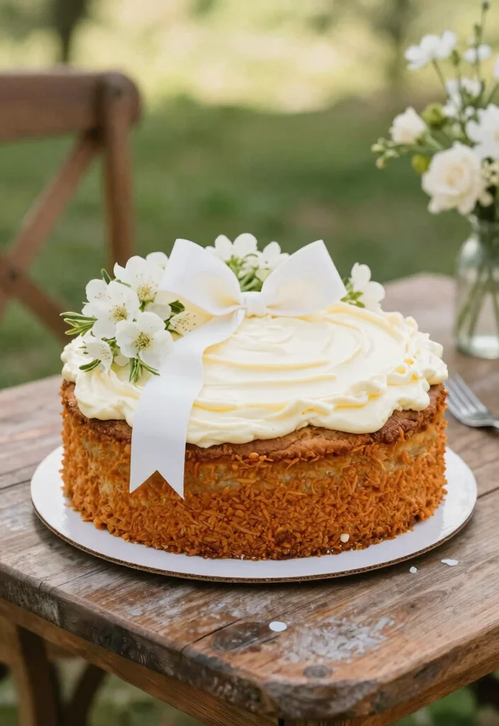 15 Wedding Cake With Bow Ideas: Elegant Soft Detail - 8. Carrot Cake with Cream Cheese Frosting and Bow 1