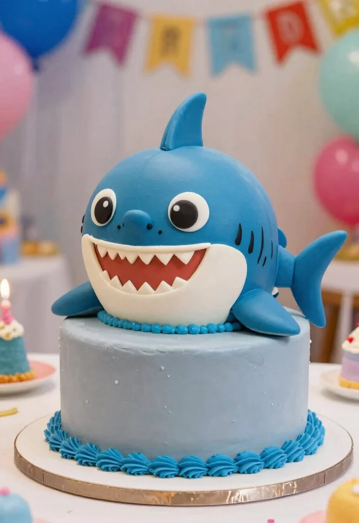 16 Baby Shark Smash Cake Ideas Bright Fun Theme - 11. 3D Shark Cake 1