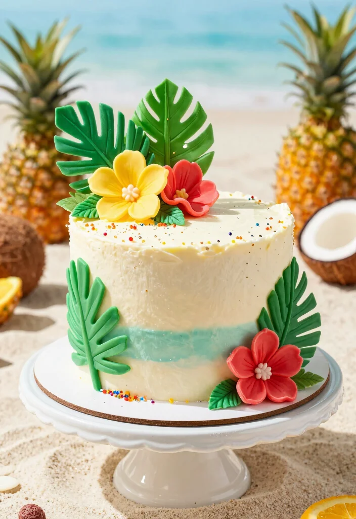 16 Beach Birthday Cake Ideas for a Sunny Tropical Celebration - 1. Tropical Paradise Cake 1