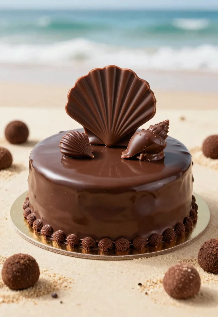 16 Beach Birthday Cake Ideas for a Sunny Tropical Celebration - 10. Chocolate Shell Cake 1