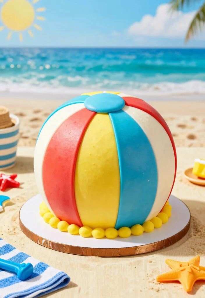 16 Beach Birthday Cake Ideas for a Sunny Tropical Celebration - 16. Beach Ball Cake 1