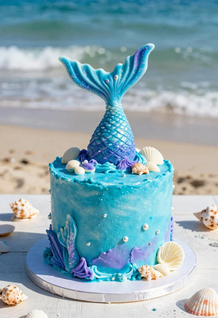 16 Beach Birthday Cake Ideas for a Sunny Tropical Celebration - 4. Mermaid Tail Cake 1