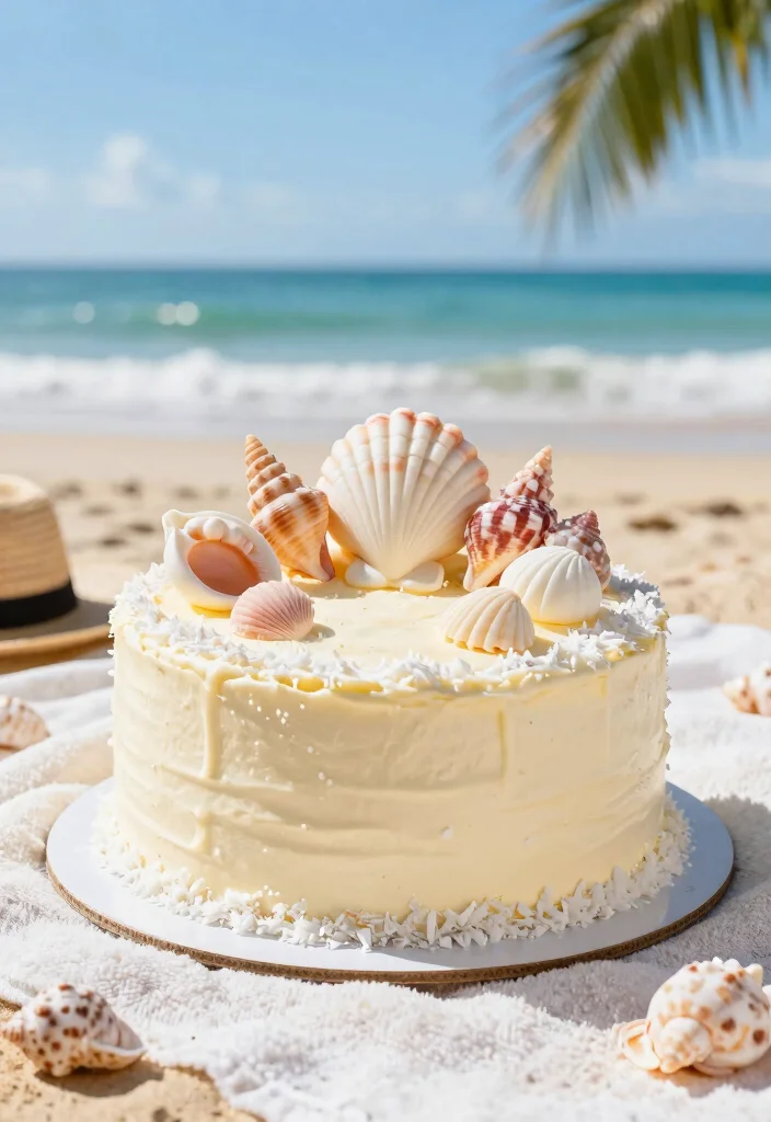 16 Beach Birthday Cake Ideas for a Sunny Tropical Celebration - 5. Seashell Cake 1