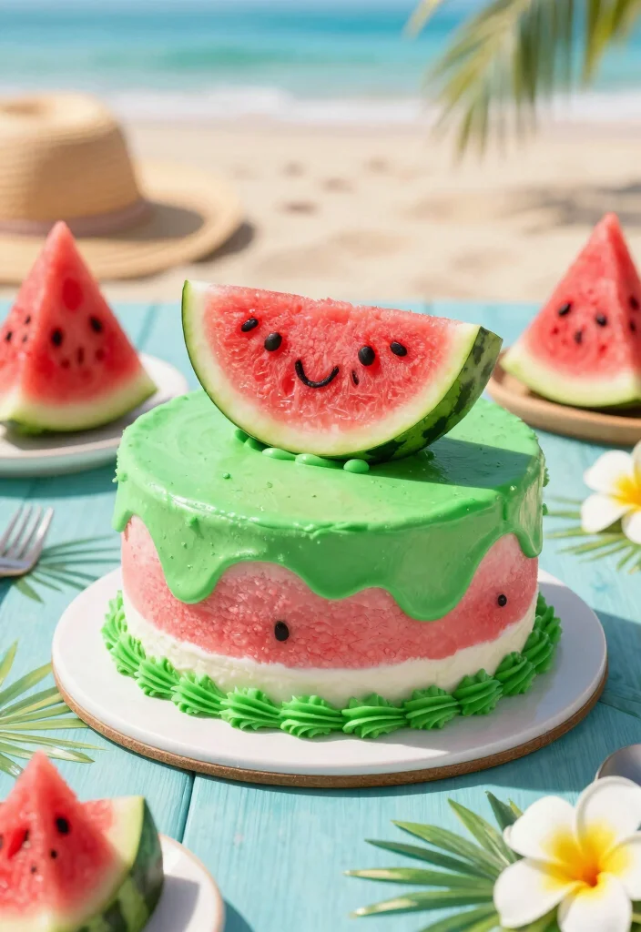 16 Beach Birthday Cake Ideas for a Sunny Tropical Celebration - 8. Watermelon Cake 1