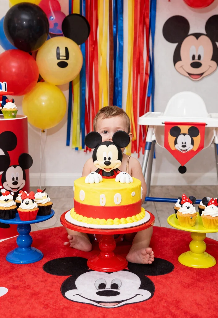 16 Cake Smash Boy Ideas Cute First Birthday Fun - 1. Mickey Mouse Cake Smash 1