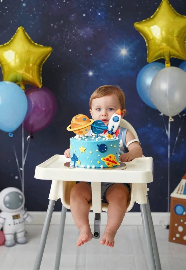 16 Cake Smash Boy Ideas Cute First Birthday Fun - 8. Outer Space Adventure 1