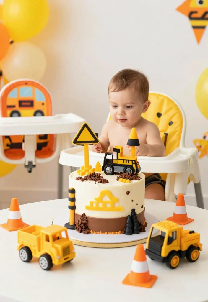 16 Cake Smash Boy Ideas Cute First Birthday Fun - 9. Construction Zone 1