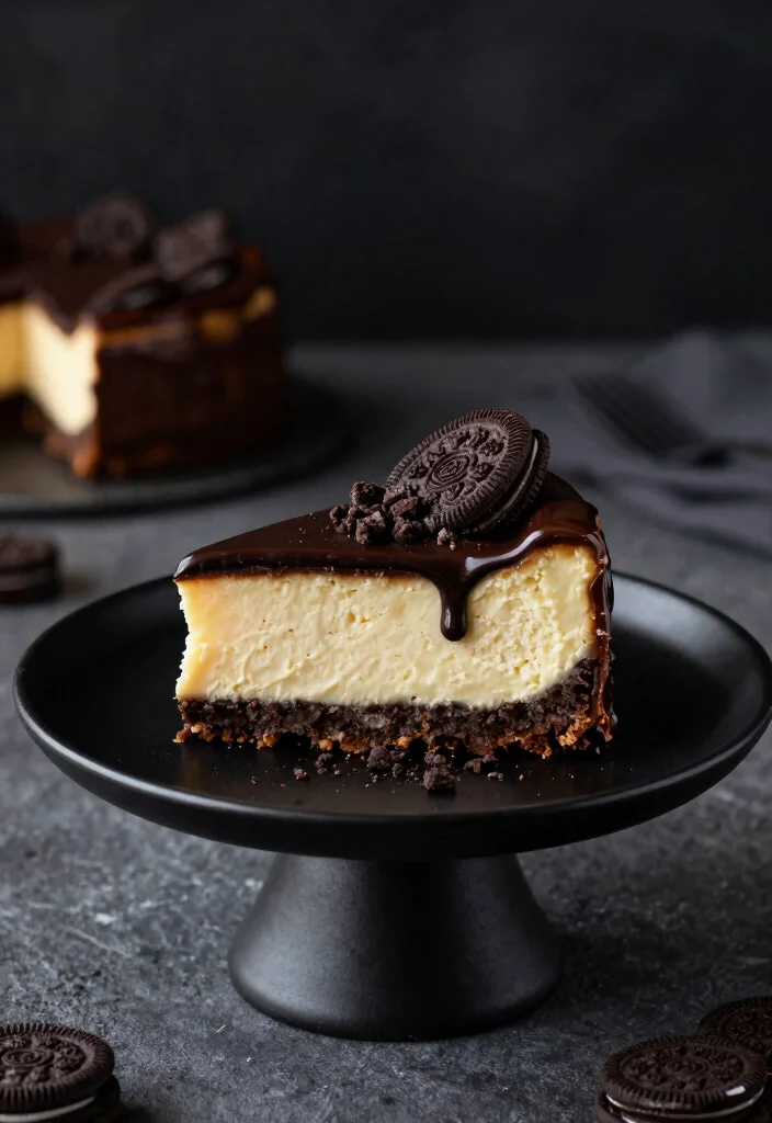 16 Cheesecake de Oreo Ideas: Creamy Chocolate Crunch - 10. Chocolate Drizzle Oreo Cheesecake 1