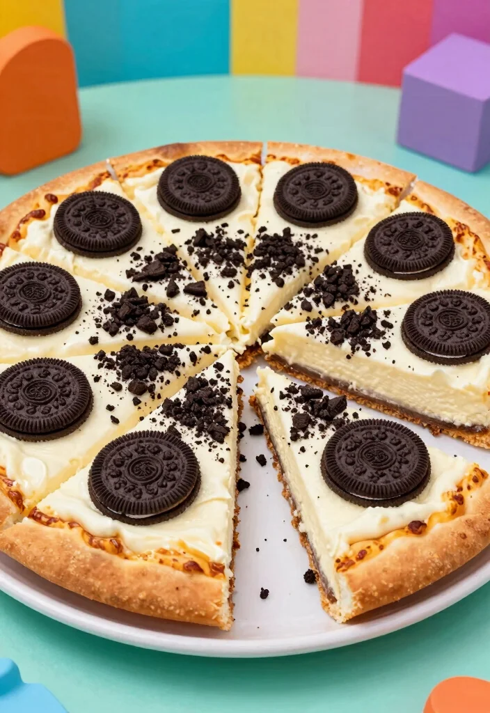 16 Cheesecake de Oreo Ideas: Creamy Chocolate Crunch - 14. Oreo Cheesecake Pizza 1