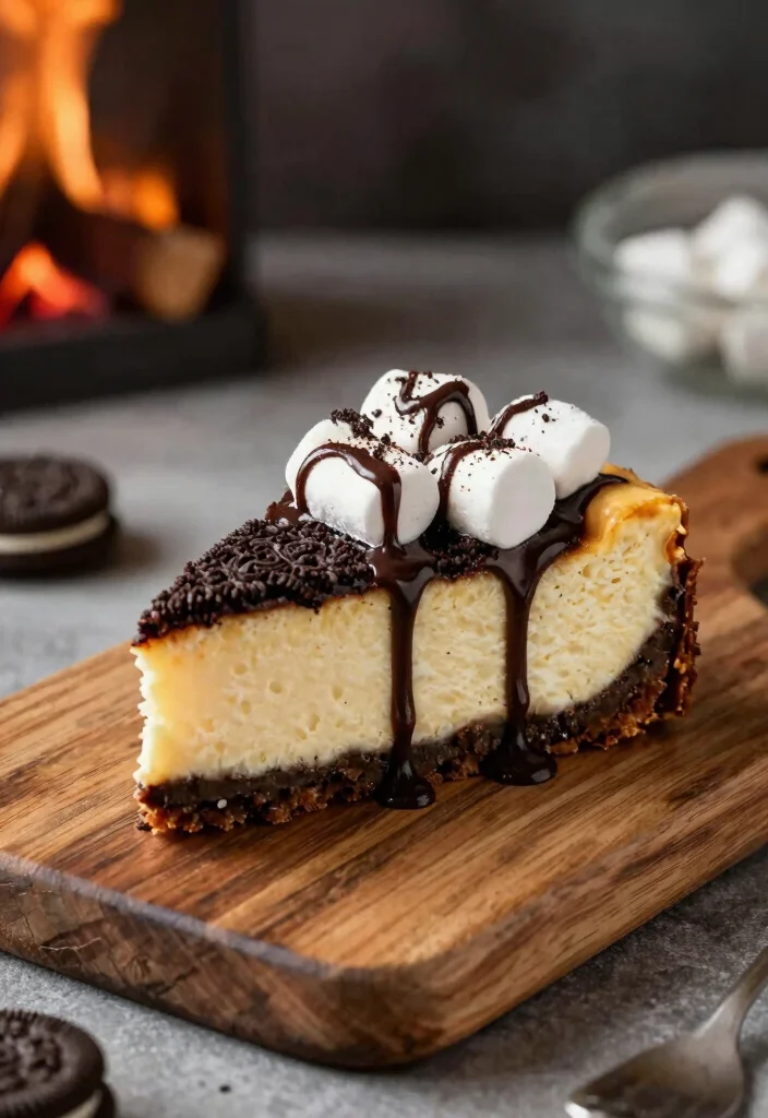 16 Cheesecake de Oreo Ideas: Creamy Chocolate Crunch - 16. S'mores Oreo Cheesecake 1
