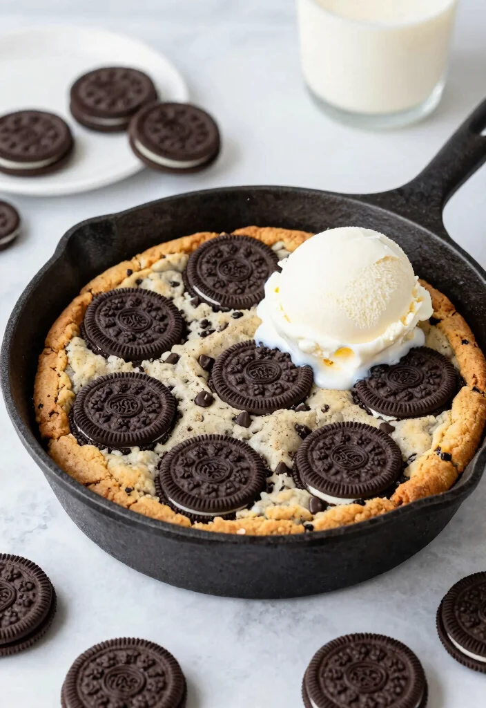 16 Deep Dish Cookie Recipe Ideas: Skillet Gooey Dessert - 12. Oreo Stuffed Deep Dish Cookie 1