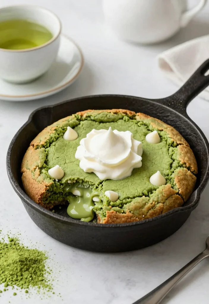 16 Deep Dish Cookie Recipe Ideas: Skillet Gooey Dessert - 16. Matcha White Chocolate Deep Dish Cookie 1