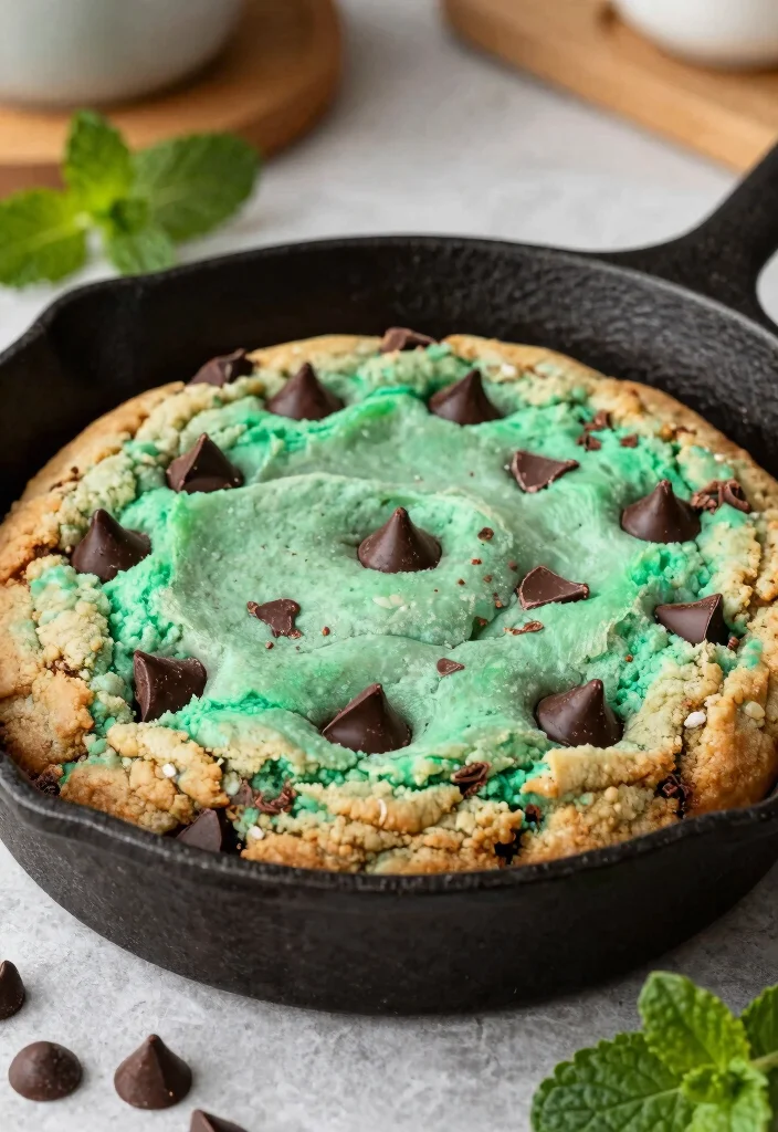 16 Deep Dish Cookie Recipe Ideas: Skillet Gooey Dessert - 5. Mint Chocolate Chip Deep Dish Cookie 1