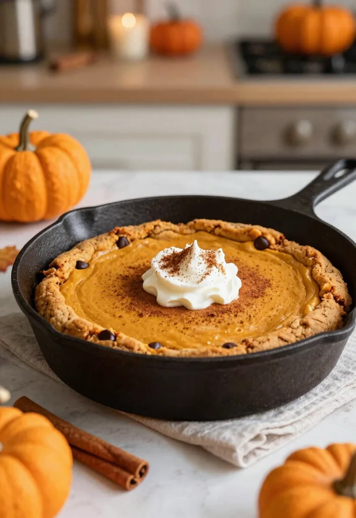 16 Deep Dish Cookie Recipe Ideas: Skillet Gooey Dessert - 6. Pumpkin Spice Deep Dish Cookie 1